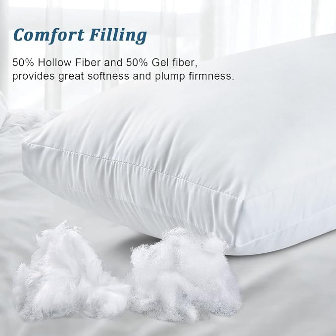 EIUE Bed Pillows Queen Size - Down Alternative Sleeping Pillows 2 Pack White