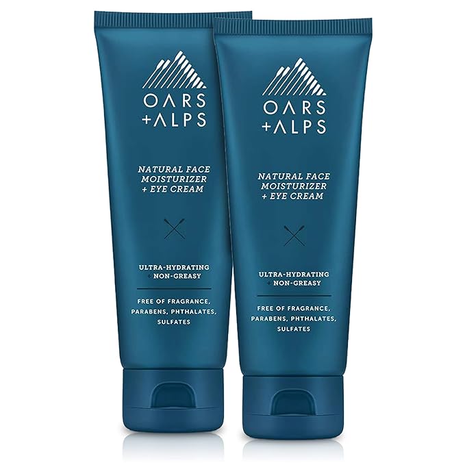 Oars + Alps Face Moisturizer and Eye Cream, Dermatologist Tested Skin Care Infused with Aloe Leaf Juice and Vitamin E, TSA Friendly, 2.5 Fl Oz, 2 Pack-BrightBean Baby