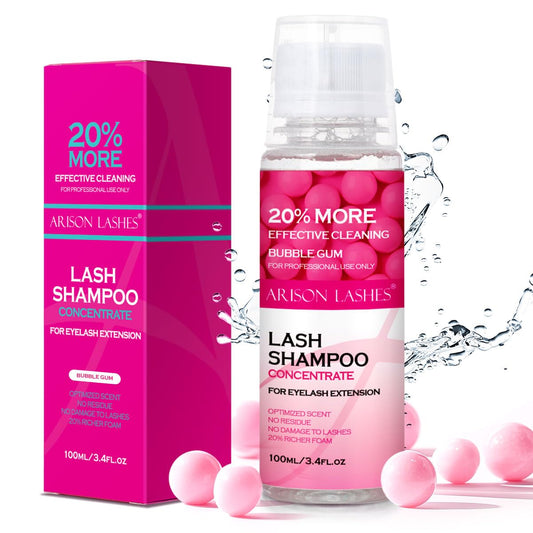 ARISON LASHES Lash Shampoo Concentrate for Lash Extensions 100ML Eyelash Cleanser Concentrate Oil-Free Eyelash Extension Shampoo with Salon Home Care(Bubble gum)-BrightBean Baby