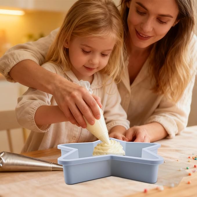 2 Pcs Star Shaped Cake Pans, 10 Inch Silicone Cake Molds, Silicone Baking Mold, Flexible Nonstick Baking Pans for Cakes, Cheese Cakes and Chocolate Cake - Blue