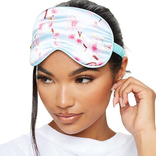 SMUG Satin Sleep Mask & Eye Mask | Travel Sleep Masks for Women & Men | Soft Sleeping Eye Mask to Nourish Skin & Reduce Dark Circles | Eye Sleep Mask Shades to Block Out Light | Cherry Blossom-BrightBean Baby