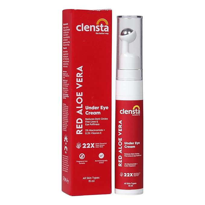 Clensta Aloe Vera Under Eye Cream Roll On | 0.51 Fl Oz (15ml) | Hydrating Eye Cream with Niacinamide | for Puffiness, Dark Circles & Wrinkles-BrightBean Baby