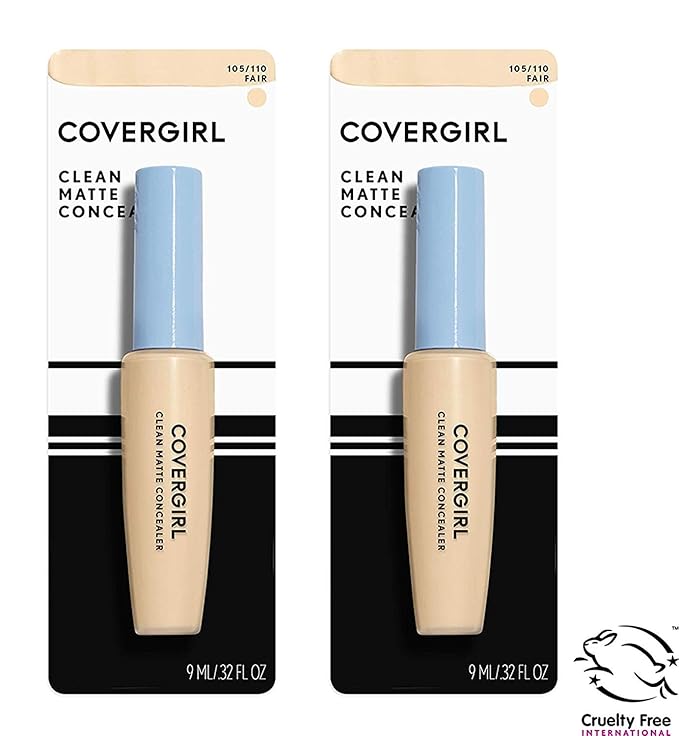 COVERGIRL Clean Matte Concealer, Fair 110, 0.37 Fl Oz, 2 Count-BrightBean Baby