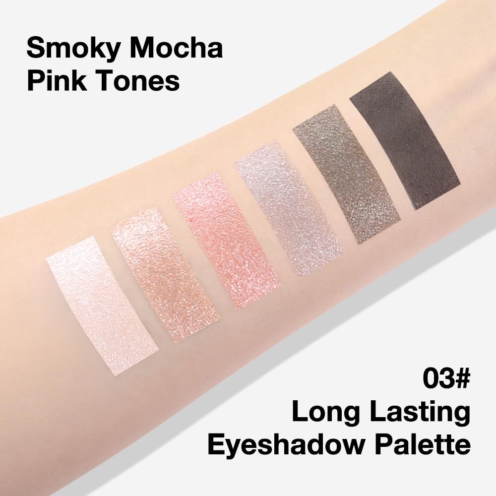 Kaely 6 Color Mini Nude Eyeshadow Palette Makeup, Highly Pigmented Eye Shadow Palette Waterproof, Natural Glitter Shimmer Eye Shadow Palette, paleta de sombras de ojos, Vegan & Cruelty-free, 03-BrightBean Baby