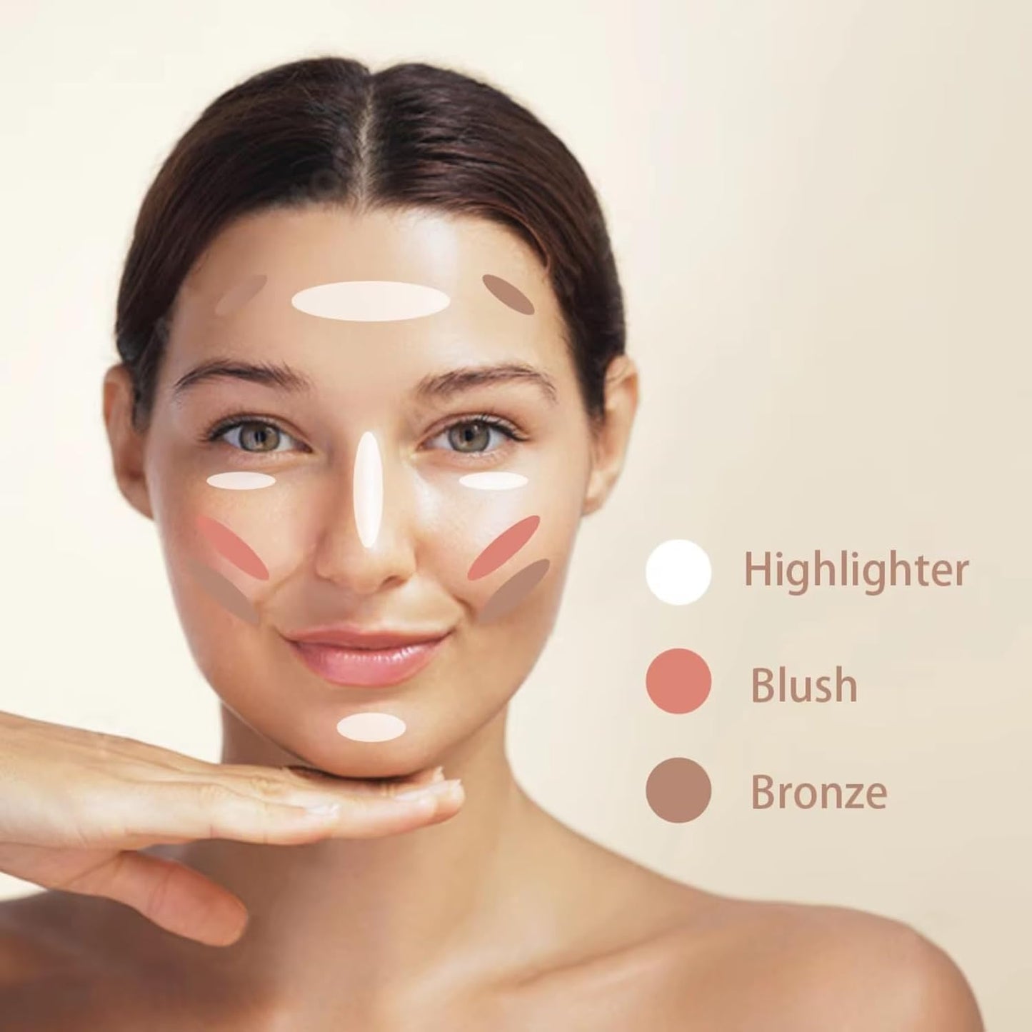 Baked Blush Highlight Bronze Powder 3-in-1 Contour Palette Sculpt Satin Silky Smooth Makeup Palettes Powder (002-Light)-BrightBean Baby