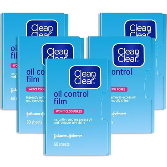 Oil Control Film Replacment for Clean & Clear Oil-Absorbing Sheets,5pack(total 300sheets)Oil Blotting Sheets for Face,9% Larger,Makeup Friendly High-performance Handy Face Blotting Paper for Oily Skin-BrightBean Baby