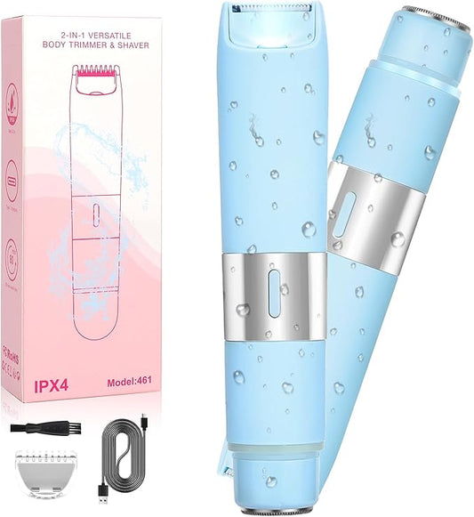 Dual Head Electric Shaver Bikini Trimmer for Women, IPX4 Waterproof Wet & Dry Use Body Trimmer for Face Lip Chin Pubic Underarm Legs, 80Mins Runtime, Travel-Friendly, Ideal Gift for Women-BrightBean Baby