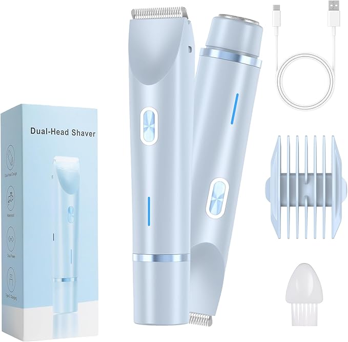 2025 New Electric Womens Shaver, 2-in-1 Women's Body Shaver, Bikini Electric Razor, Wet and Dry Use Body Trimmer for Home (Blue)-BrightBean Baby