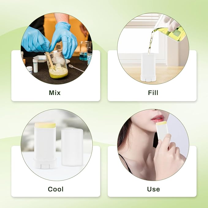 30 Pieces 15g/0.5oz White Oval Plastic Lip Balm Tubes,Empty Deodorant Bottles,Twist-Up Chap Stick Storage Containers for DIY Homemade Sunscreen Bar,Moisturizing Stick,Crayon-BrightBean Baby