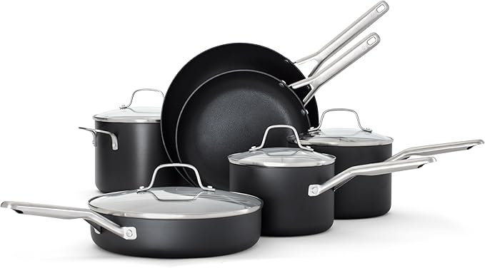 Calphalon Hard-Anodized Nonstick Cookware Set - 10 Piece Professional Kitchen Pots and Pans