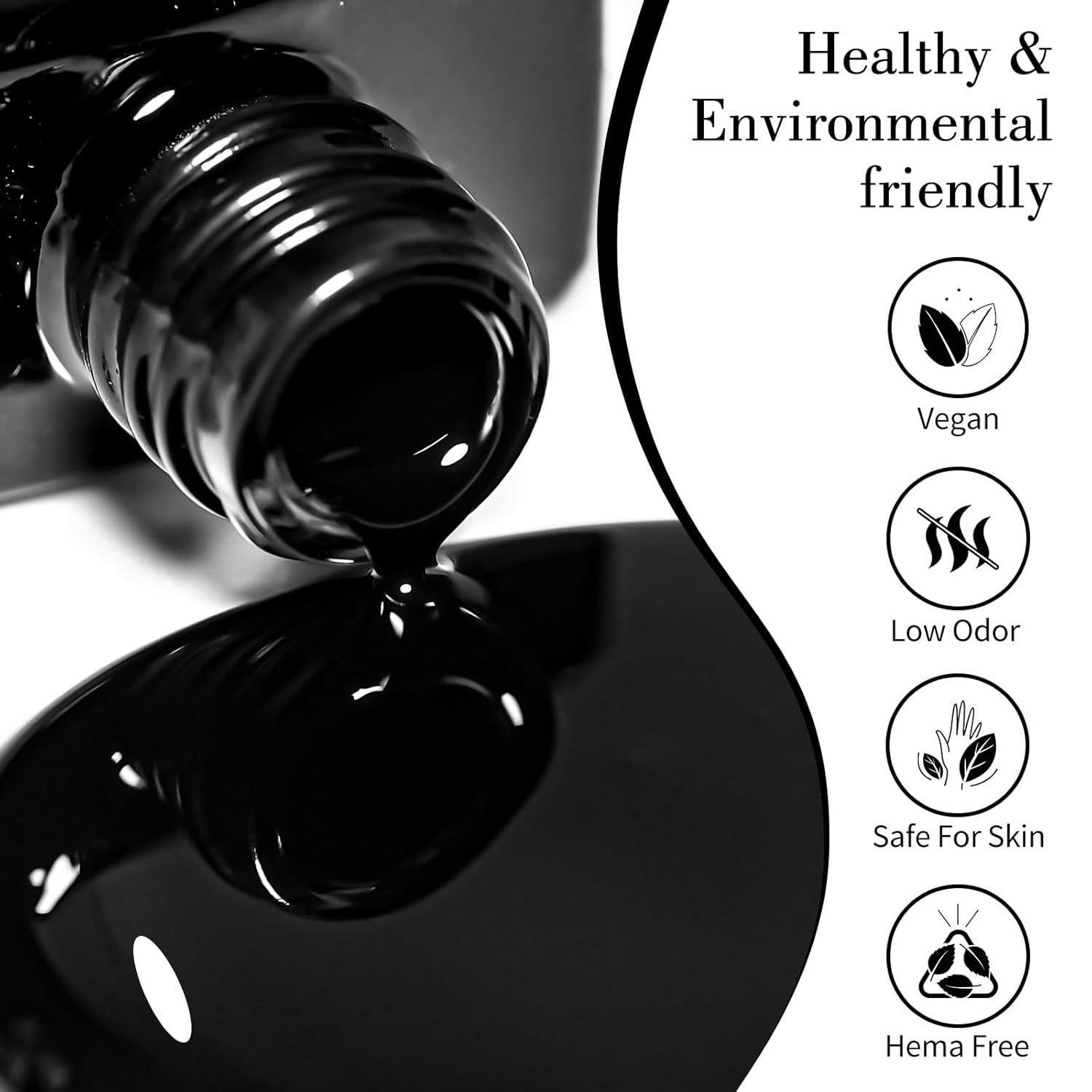 CANNI Black Gel Nail Polish, 1Pcs Pure Black Color High Gloss Soak Off UV Gel Polish Nail French Manicure Salon DIY-BrightBean Baby