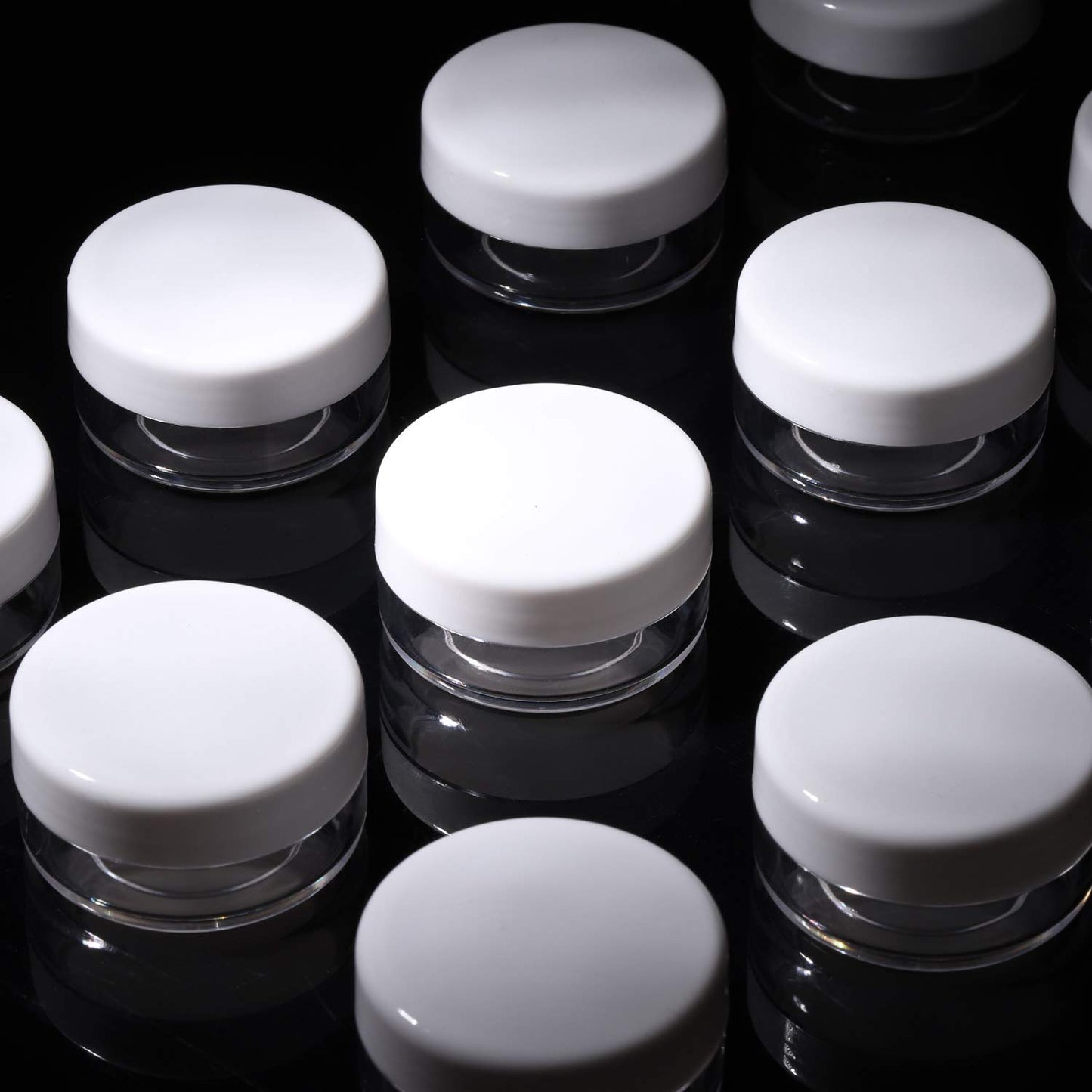 100 Count Mini Makeup Sample Containers with Lids 10g Plastic Cosmetic Containers Refillable Traveling Jars for Skin Care Products - White-BrightBean Baby