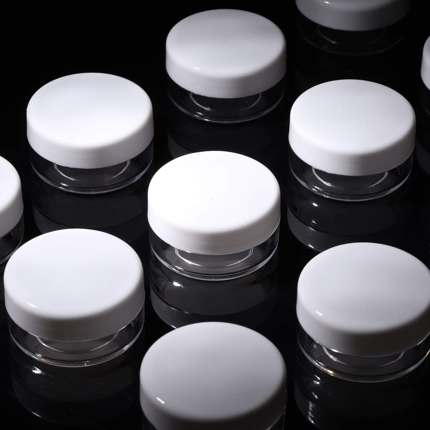 100 Count Mini Makeup Sample Containers with Lids 10g Plastic Cosmetic Containers Refillable Traveling Jars for Skin Care Products - White-BrightBean Baby