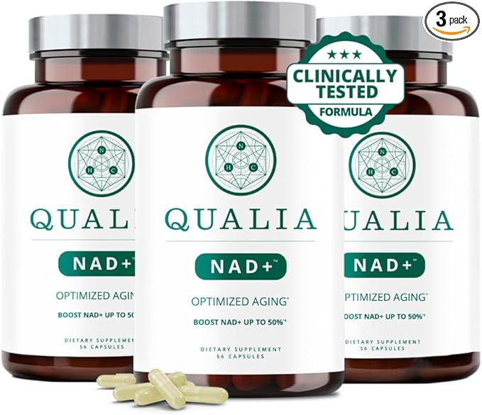 Qualia NAD Supplement — Clinically Proven to Boost NAD+ up to 67%. Optimized Aging, Energy, Focus. Elite NAD+ Booster Ingredients: Nicotinamide Riboside (NIAGEN,) Niacin, Niacinamide (3 Month Supply)-BrightBean Baby