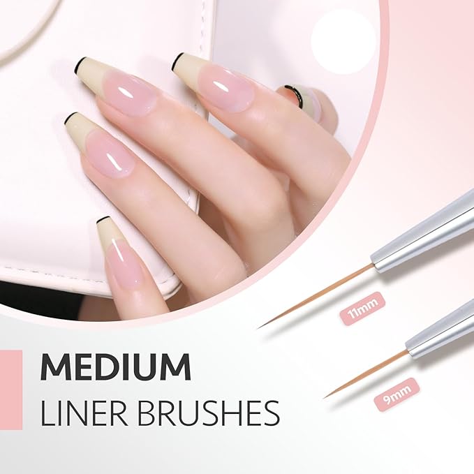 GAOY 5 Pcs Nail Art Liner Brushes, Thin French Liner, Nail Design Tools for Nail Detail Painting, for Nail DIY-BrightBean Baby