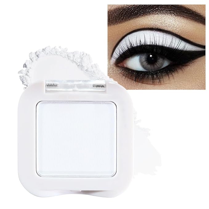 evpct Matte White Eyeshadow Singles, White Matte Cream Powder Eye Shadow Palette Makeup for Older Women, High Pigment Waterproof Monochrome Mini Eyeshadow Palette, sombra de ojos-BrightBean Baby
