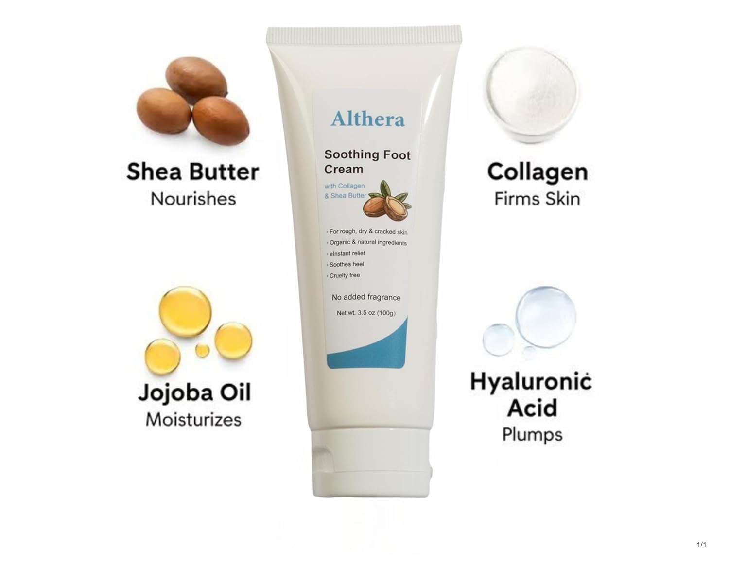 soothing Foot Cream with Collagen, Lactic Acid, Urea & Shea Butter – 3.5oz Intensive Repair for Dry Cracked Heels, Includes Moisturizing Sock for Overnight Hydration (full sock)-BrightBean Baby