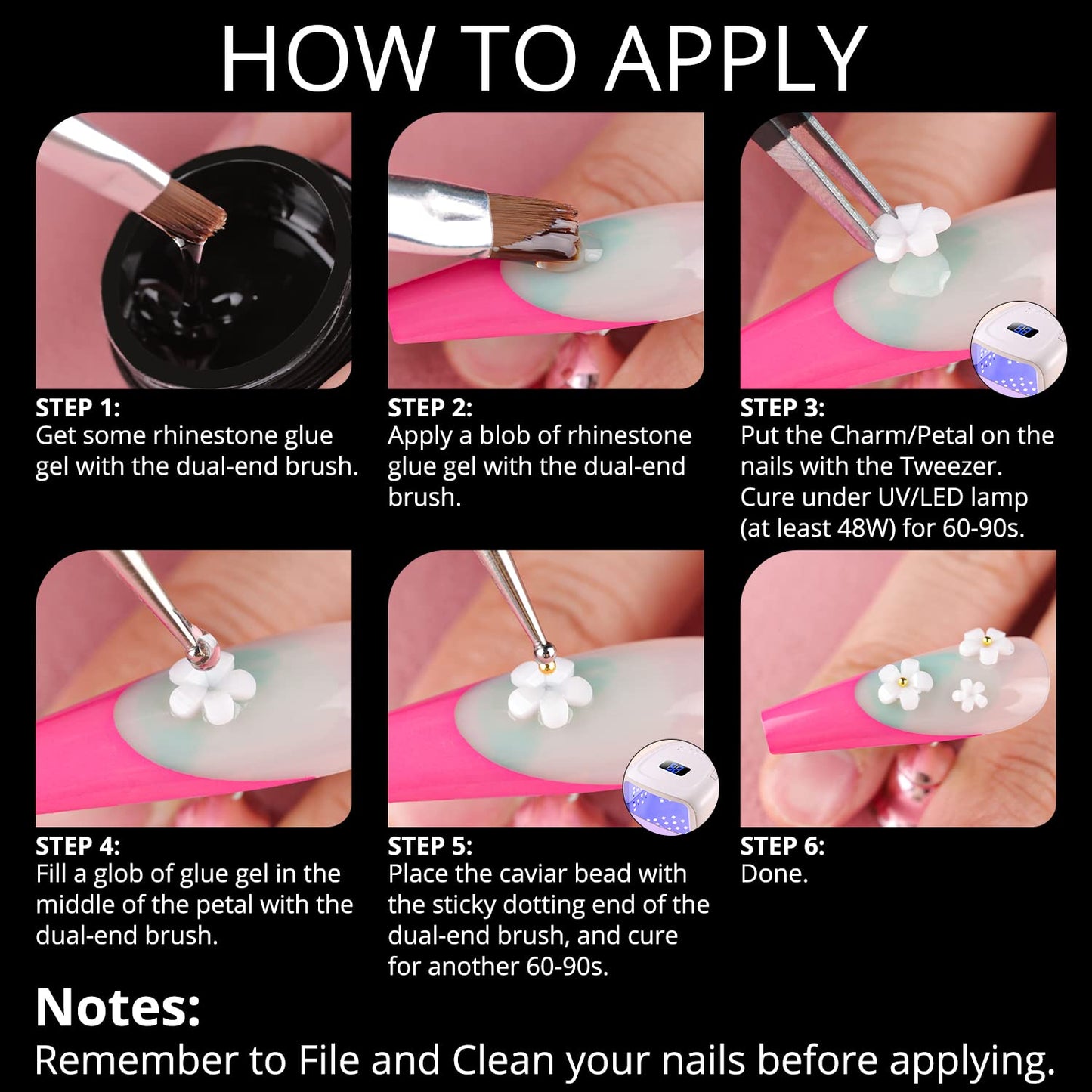 Mixed 3D Nail Art Gem Decoration Accessories Kit #4, Aurora Bear Bow Butterfly Starry AB Rhinestone Charm Jewelry for Deco, Pearl Flower Caviar Bead Stone Crystal with Dual-End Brush and Tweezer-BrightBean Baby