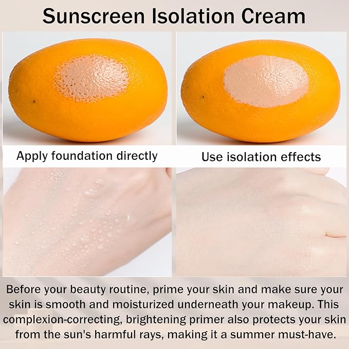 3 In 1Primer for Face Before Makeup,Sunscreen Isolation Cream, SPF 50, One Step Color Corrector Face Primer, Blurs Imperfections Oil Control & Moisturizing Skin Tone Correcting,Radiance Skin-BrightBean Baby