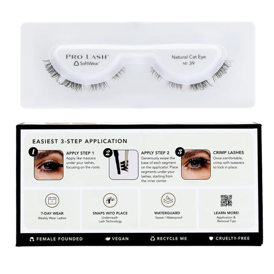Pro Lash SoftWear Clean Girl Mini Lash Clusters Kit - Natural-Looking, Lightweight Lashes - 7-Day Cluster Eyelash Extensions - Waterproof Lashes Clusters - Single Set - Cat Eye No. 39-BrightBean Baby