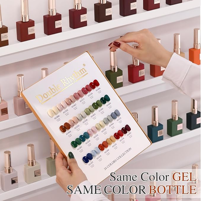 Double Rhythm 28Pcs 0.5Oz Gel Nail Polish Set Same Color Same Bottle Soak Off Gel Polish Kit Nail Art Manicure Salon DIY at Home for Women (Burgundy Green Collection-T24-1)-BrightBean Baby