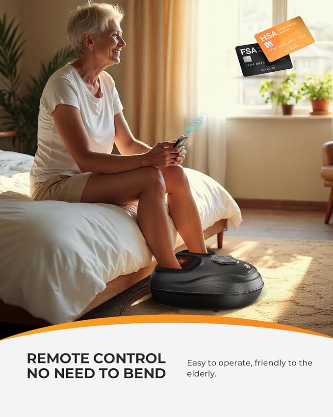 CooCoCo HSA Store Eligible Foot Massager with Heat, Plantar Fasciitis Feet Massager with Remote, Gifts for Women Men Mom Dad, Deep Kneading & Compression, Foot Warmer for Home Office, Fits Size 14-BrightBean Baby