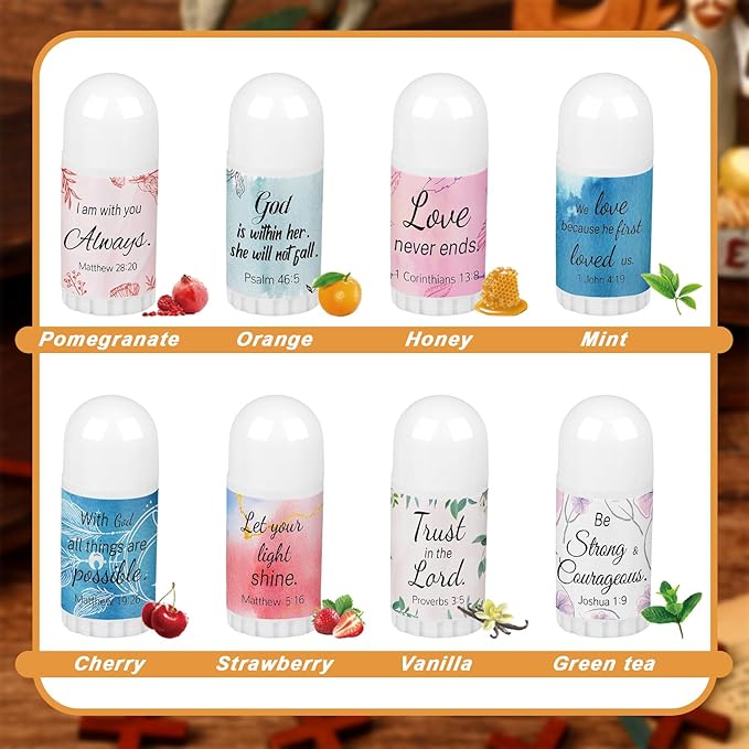 72 Pcs Mini Lip Balm Bulk Gift, 8 Flavors, Christian Themed, Moisturizing for All Skin Types-BrightBean Baby