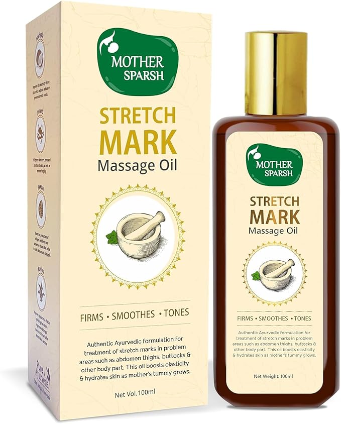 Stretch Mark Massage Oil, 14 Herbal Oils - Kachur, Jiwanti, Peepal and Nariyala, 100ml-BrightBean Baby