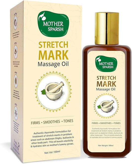 Stretch Mark Massage Oil, 14 Herbal Oils - Kachur, Jiwanti, Peepal and Nariyala, 100ml-BrightBean Baby