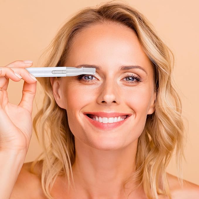 Chumia 2 Pcs Electric Eyebrow Trimmer Women Precision Face Razors Mini Shaver with Comb Christmas Women Gift Battery Operated Personal Epilator for Face Neck Fuzz Lips Leg(White, Pink)-BrightBean Baby