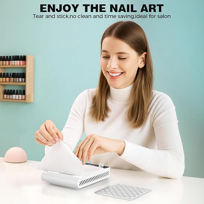 Rechargeable Nail Dust Collector, 980PA Portable Cordless Nail Vacuum Dust Collector Fan with Filter Papers (30 Pcs) for Acrylic Nail Polishing & Manicure Pedicure at Nail Salon & Home - White-BrightBean Baby