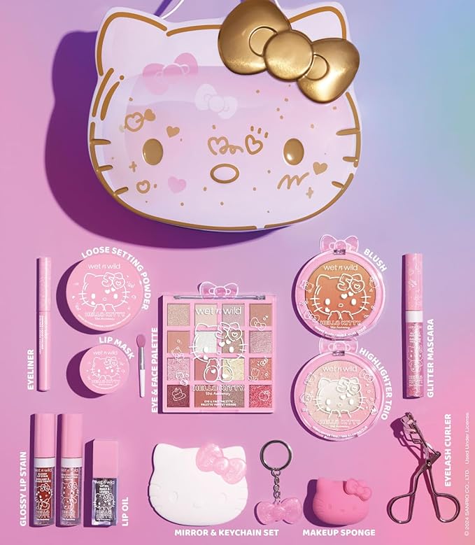 wet n wild Hello Kitty PR Box, Makeup Set with Versatile Unique looks, 2-Layered Keepsake Box, Buildable & Blendable Formulas, Cruelty-Free & Vegan-BrightBean Baby