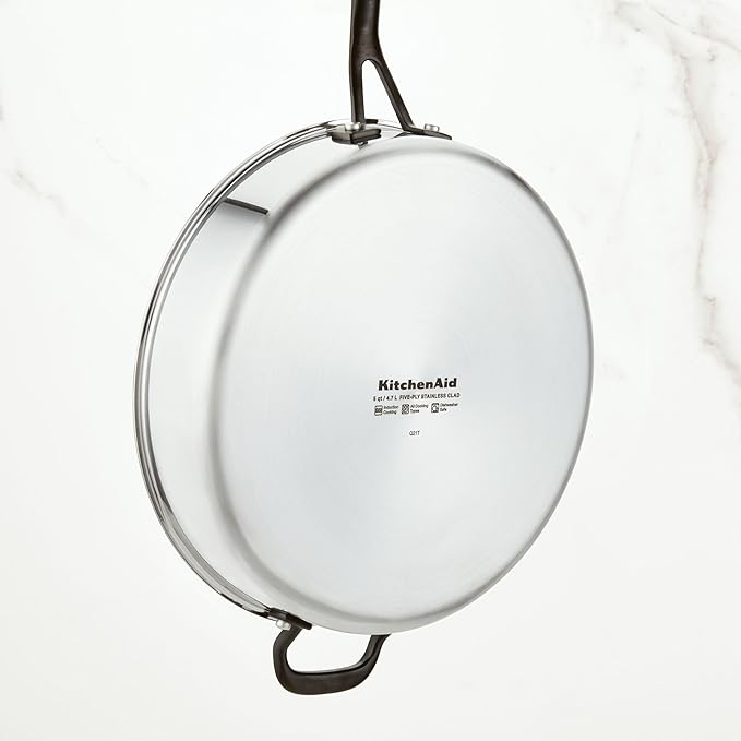 KitchenAid 5-Ply Stainless Steel Saute Pan with Lid 5 Quart