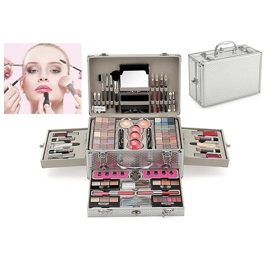 Maquillaje, Makeup gift, Professional make up set, All in one makeup kit for women full kit, Cosmetics teenagers, Makeup palette(102 Colors)(Silver box)-BrightBean Baby
