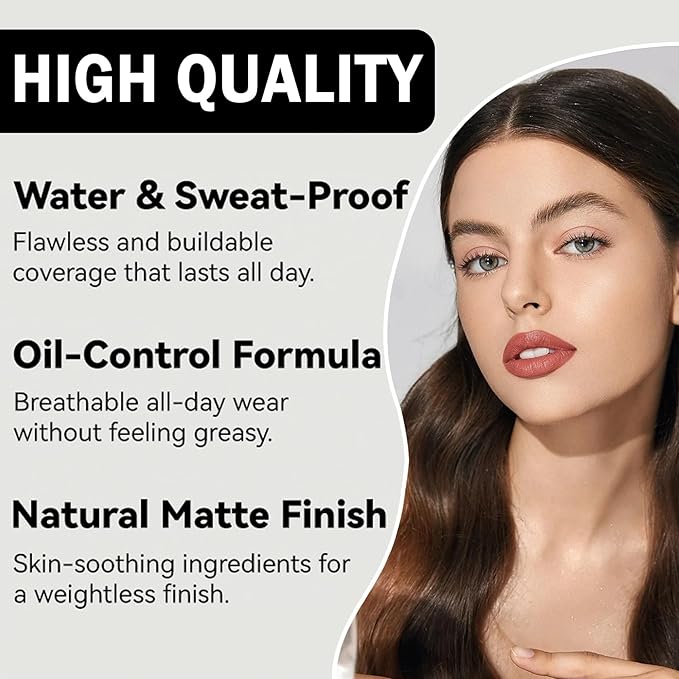 Concealer Full Coverage Foundation for Mature Skin,Oil Control Matte 2 in 1 Concealer liquid Foundation Makeup Waterproof Base De Maquillaje Alta Cobertura-02 Natural-BrightBean Baby