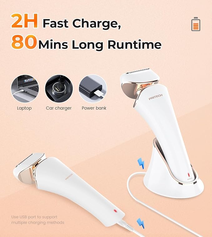 PRITECH Electric Shaver for Women - Cordless Razor for Women Portable Lady Shaver for Legs, Arm, Underarms, Bikini, USB Rechargeable, Wet & Dry Waterproof Bikini Trimmer for Woman, Gold-BrightBean Baby