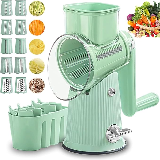 5 in 1 Food Chopper, Multifunction 5 in 1 Chopper Vegetable Cutter Slicer, 5 in 1 Rotary Cheese Grater Vegetable Slicer,Easy to Clean Kitchen Gadgets with Storage Box