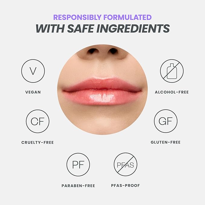 Wonderskin Lip Oil Rehab Serum - Tinted Lip Oil for Women, Hydrating, Moisturizing, and Non-Sticky Bright Red Tint Serum for Dry Lips (Flirt)-BrightBean Baby