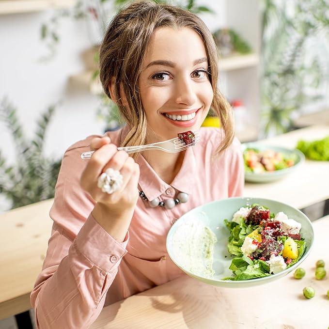 [600 Count] Clear Plastic Utensils 600 Disposable Forks Silverware Bulk Forks Bulk Heat Resistant Heavy Duty Silverware