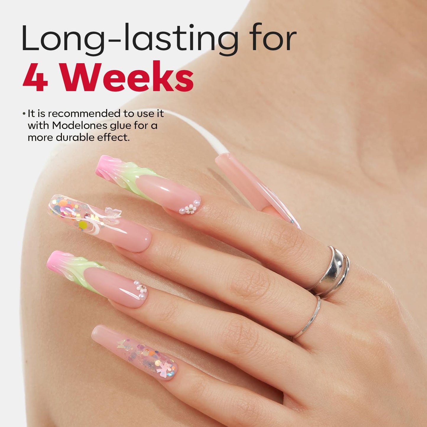 modelones Long Square Nail Tips, 2XXL Straight No C Curve Half Cover Soft Gel Tips Pre-shaped Acrylic Fake Nails False Clear Press on Extension Gel Kit Manicure DIY at Home 216PCS 12Sizes-BrightBean Baby