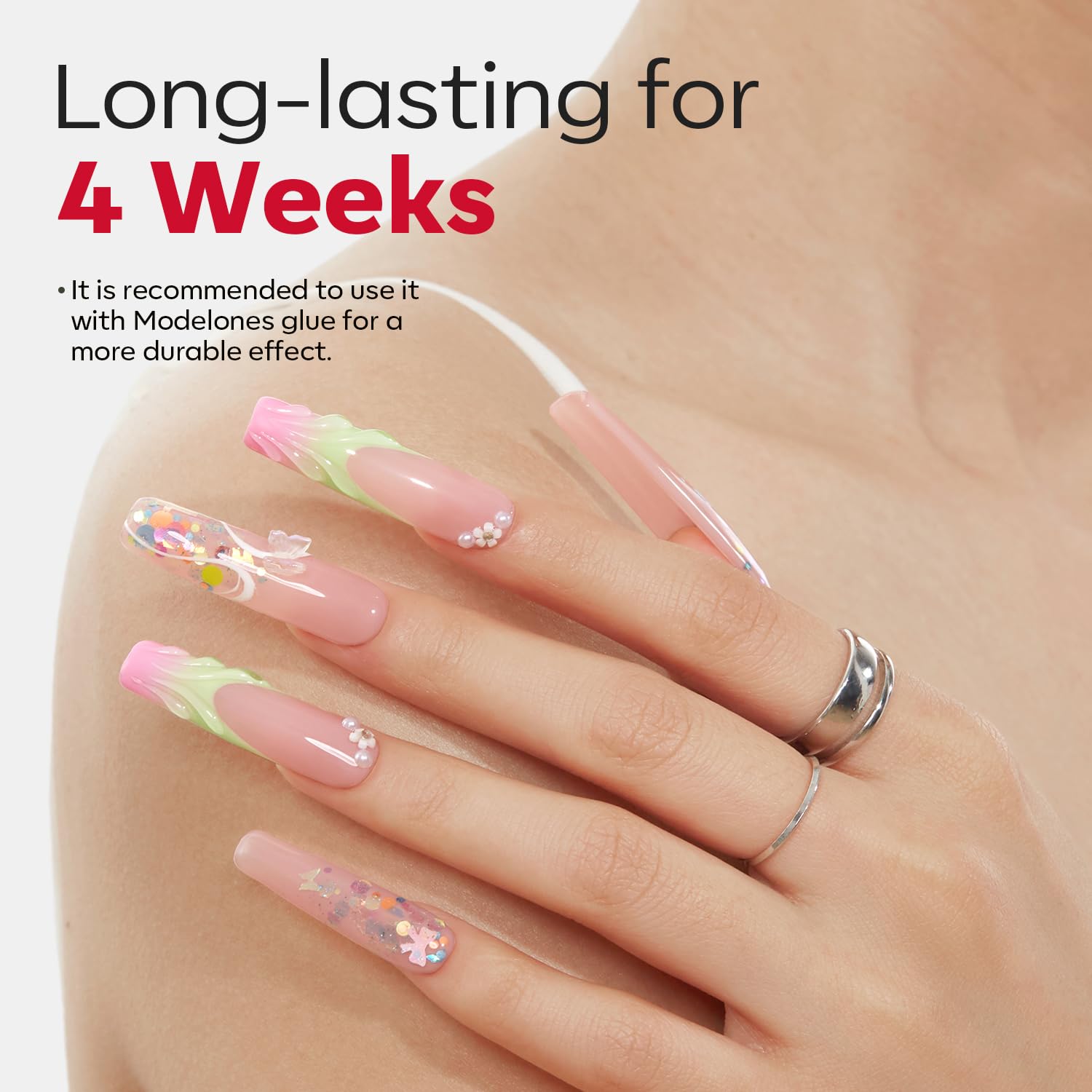 modelones Long Square Nail Tips, 2XXL Straight No C Curve Half Cover Soft Gel Tips Pre-shaped Acrylic Fake Nails False Clear Press on Extension Gel Kit Manicure DIY at Home 216PCS 12Sizes-BrightBean Baby