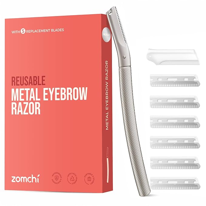 ZOMCHI Eyebrow Razor, Face Razors for Women&Men, Eyebrow Trimmer Shaper with Precision Cover,Facial Shaver with 6 Blades (Silver)-BrightBean Baby