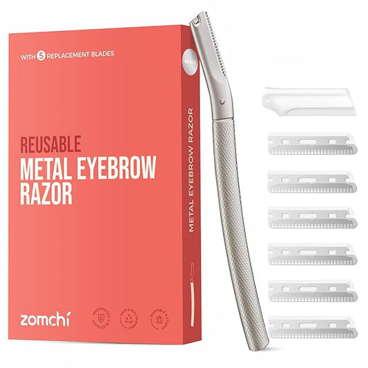 ZOMCHI Eyebrow Razor, Face Razors for Women&Men, Eyebrow Trimmer Shaper with Precision Cover,Facial Shaver with 6 Blades (Silver)-BrightBean Baby