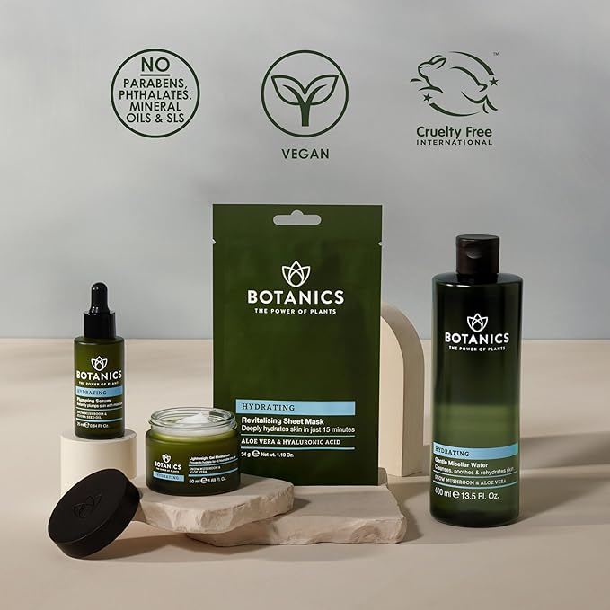 Botanics Hydrating Serum - Skin Plumping Serum for Face & Long-Lasting Hydration - Enriched with Snow Mushroom - Vegan & Cruelty-Free (0.84 Fl Oz)-BrightBean Baby