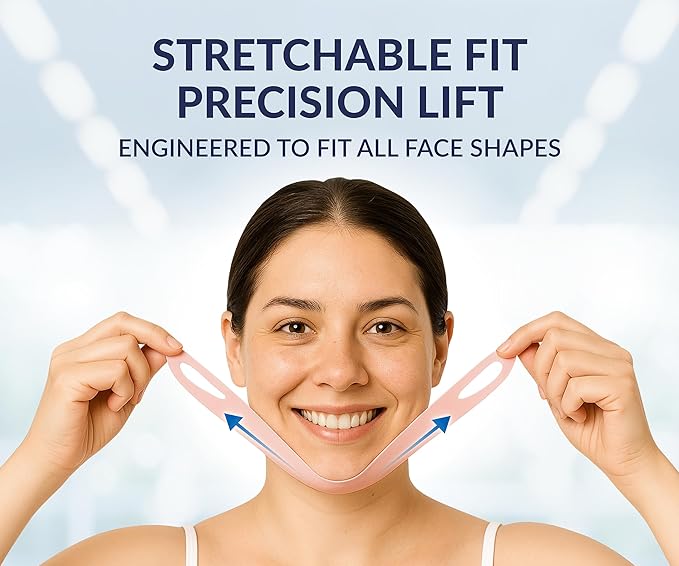 STYLIA V Line Lifting Collagen Face Mask - Double Chin Strap for Women - Jawline Shaper Face Lift Tape - Neck Lift Collagen Mask - Chin Strap for Sleeping - Hyaluronic Acid, Aloe Vera, Cica 10PC-BrightBean Baby