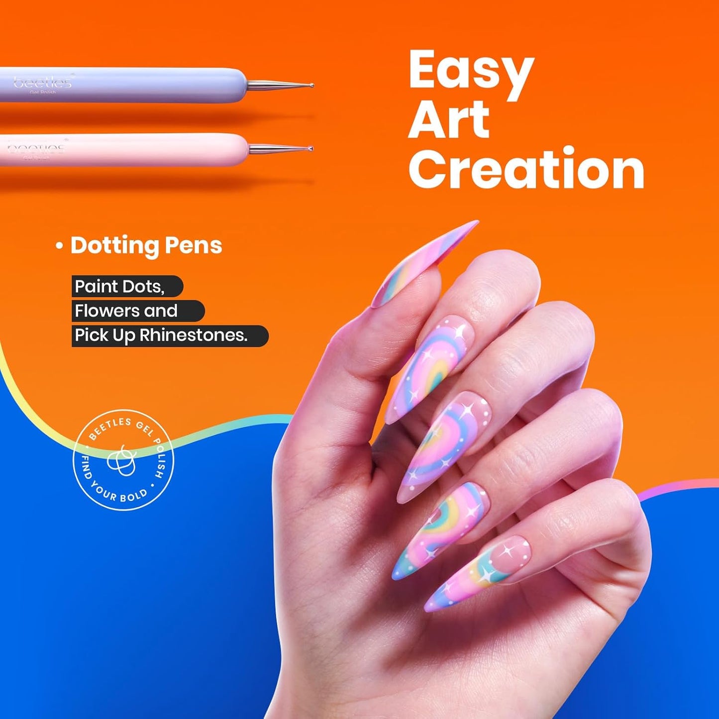 Beetles Gel Polish Nail Art Brushes, 6 Pcs Fingernail Art Design Pens, Wood Alloy Handle, Dotting Pen Clean Up Liner French Nail Brush Set, DIY Manicure Tools Gift for Women-BrightBean Baby