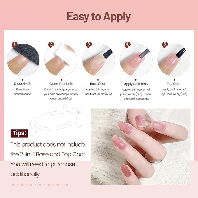 Jelly Nail Polish Set 6 Colors Nude Pink Pale Purple Jelly Quick Dry Nail Polish Set for Nail Art Manicure DIY Salon-BrightBean Baby