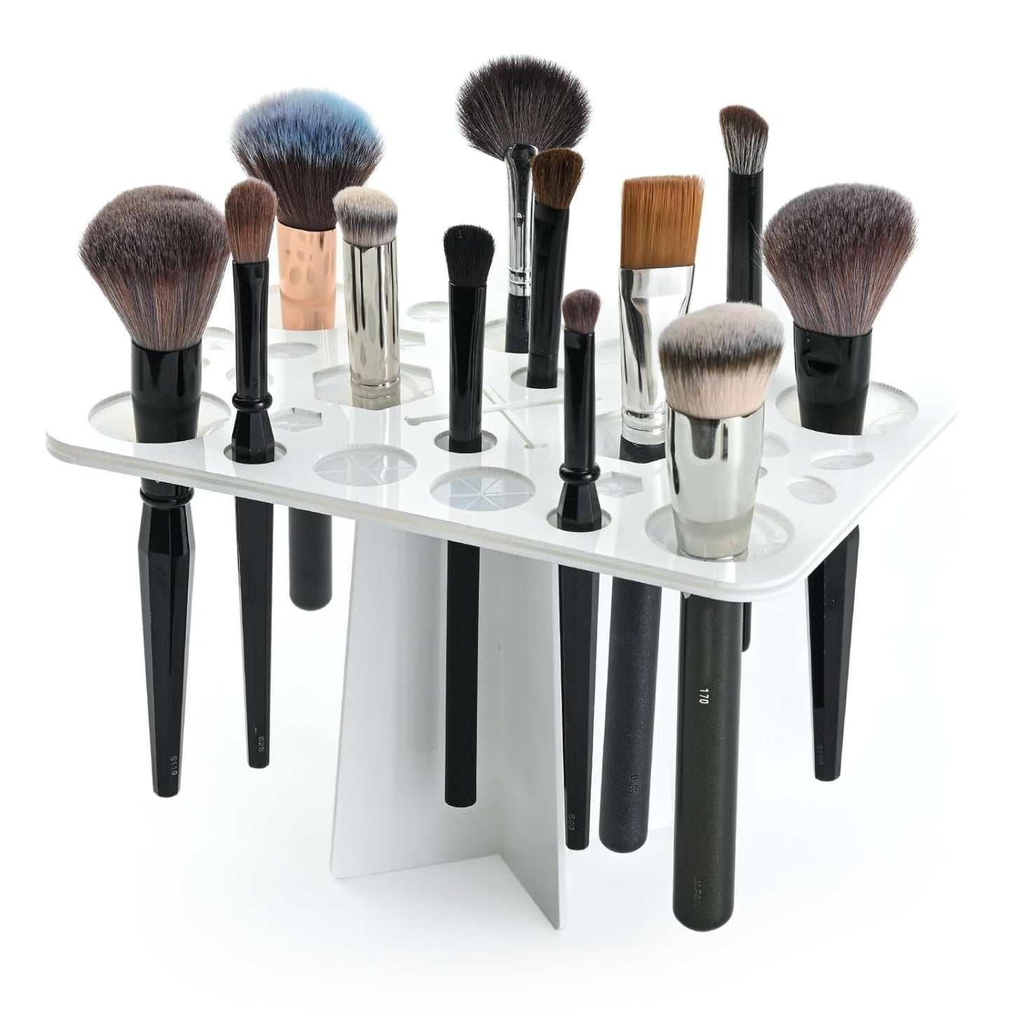 Makeup Brushes Drying Rack, Brushes Dryer, Collapsible 28 Slot Acrylic Brush Holder Stand Tree Tray Support Display for Makeup Artist Acrylic Nail Brushes Makeup Lovers-BrightBean Baby