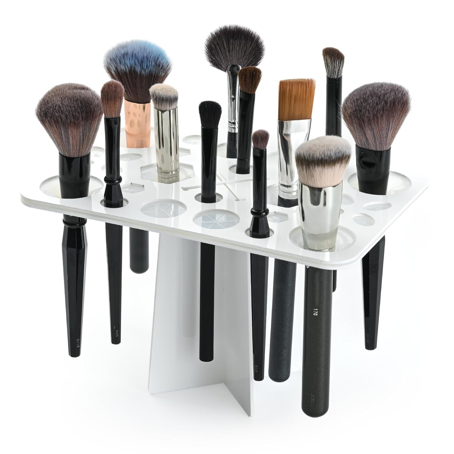 Makeup Brushes Drying Rack, Brushes Dryer, Collapsible 28 Slot Acrylic Brush Holder Stand Tree Tray Support Display for Makeup Artist Acrylic Nail Brushes Makeup Lovers-BrightBean Baby