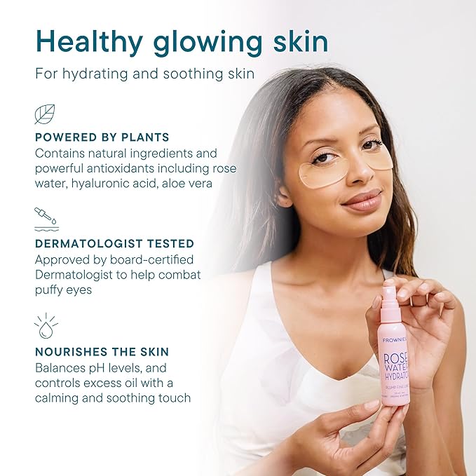 Frownies Rose Water Hydrator Spray - Hydrating Face Mist - Oil Control Toner for Face - Suitable for All Ages and Skin Types, 2oz-BrightBean Baby